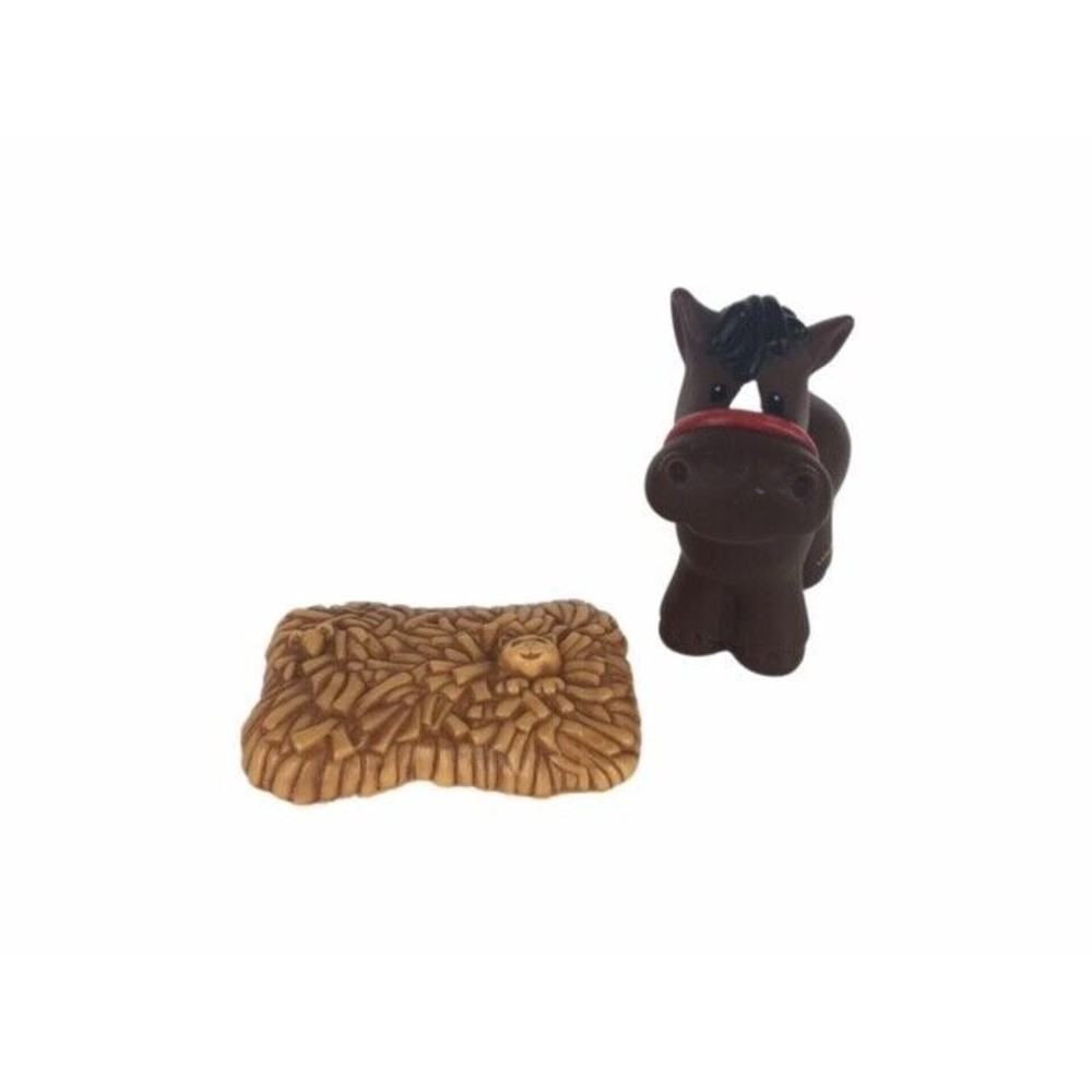 Fisher Price Little People Dark Brown Horse Farm Zoo Nativity 1997 w/ Hay